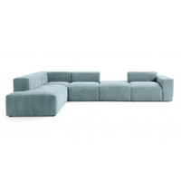 5-SITZER modulares Ecksofa HEAVEN SET 5 Links, Breite 380 cm Webstoff Blaugrau - Blaugrau/Schwarz, Holz/Kunststoff (380/245cm) - Muffo