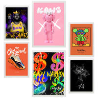 POSTER Set Mit 6 Grafiti Pop Warhol Lakers A3 & A4 Weißer Rahmen - Weiß, Papier (29/3cm) - Nacnic