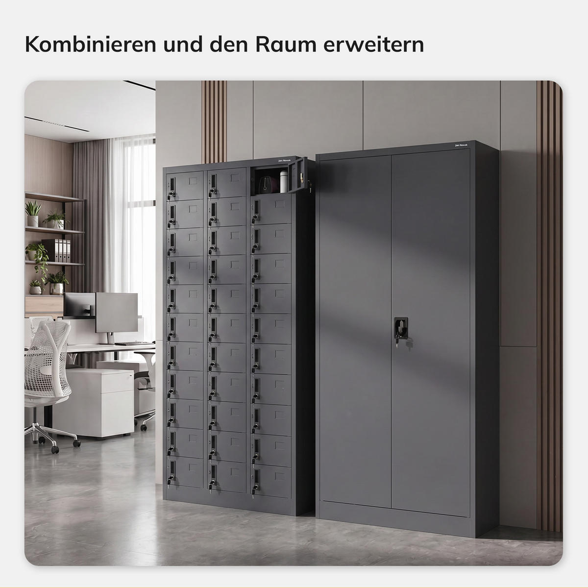 SCHLIESSFACHSCHRANK für Mitarbeiter OLIVER 185x90x45 cm - Anthrazit, Metall (90/185/45cm) - Jan Nowak