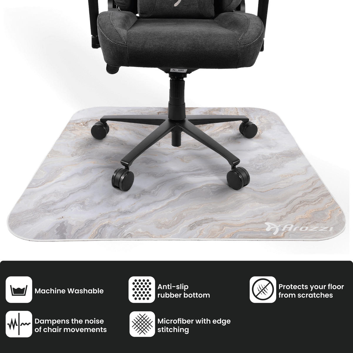 BODENSCHUTZMATTEN Zona Quadrat 116 cm Weißer Marmor - Weiß, Textil (116/116cm) - Arozzi