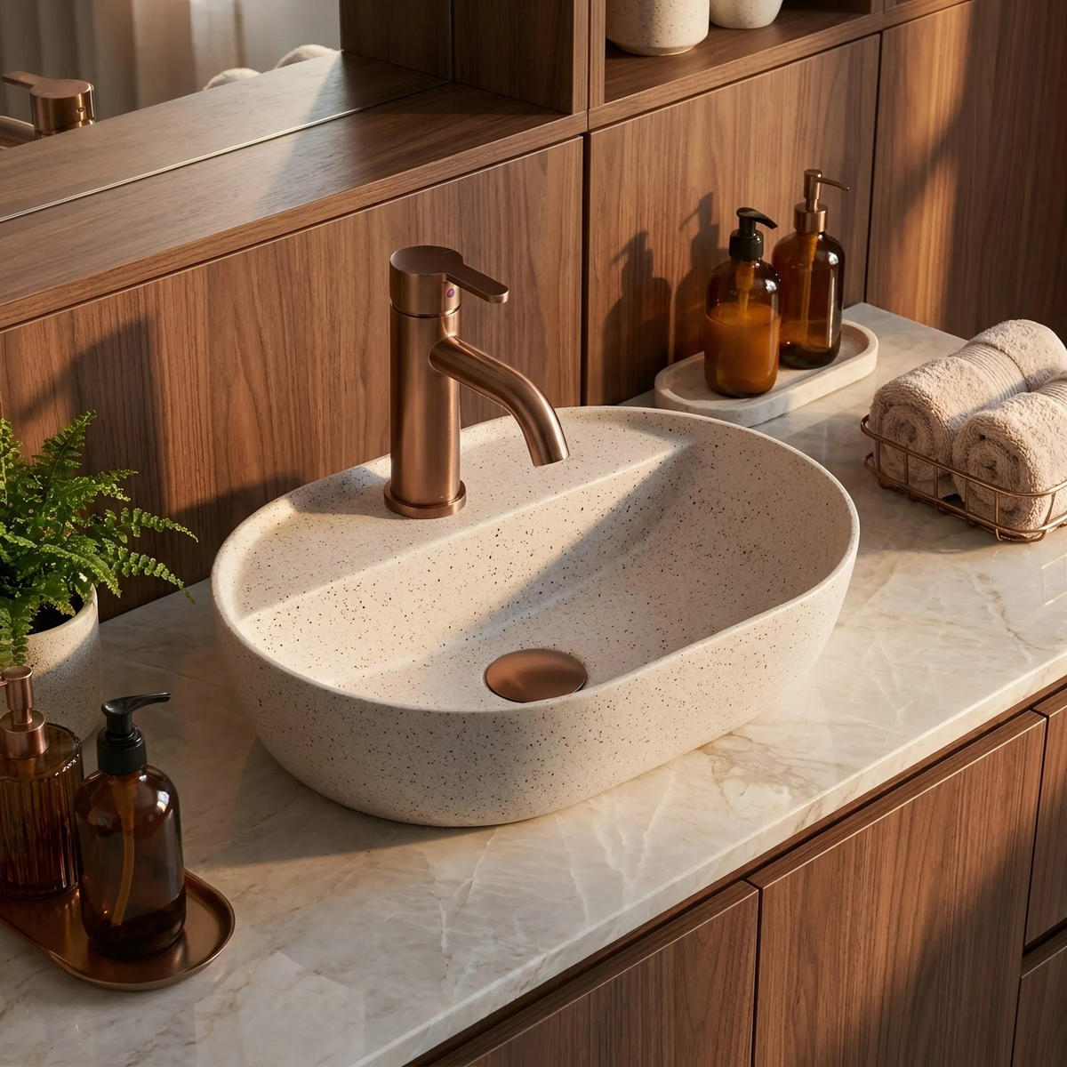 AUFSATZWASCHBECKEN Rea Aura 42 Sandy - Beige, Keramik (30/12/42cm) - REA