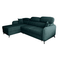 ECKSOFA L Form Ribella 5 Türkis 265/180/100 cm Links mit Schlaffunktion - Türkis/Schwarz, Textil/Metall (180/265cm) - AX Living