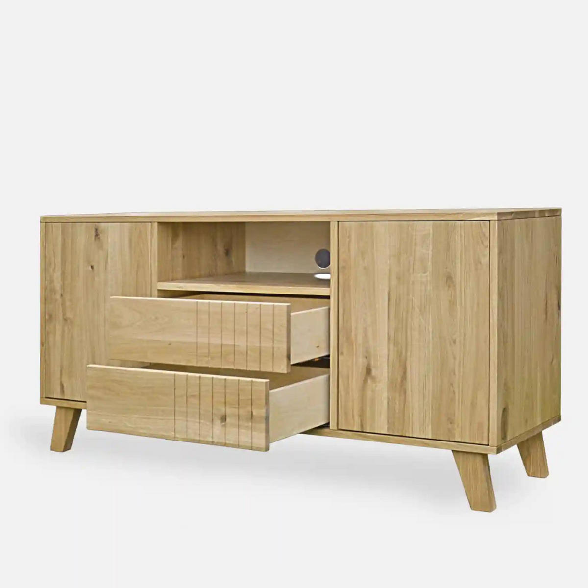 TV-SCHRANK aus Massivholz NESS - Eichefarben, Holz (150/75/40cm) - Rawood Furniture