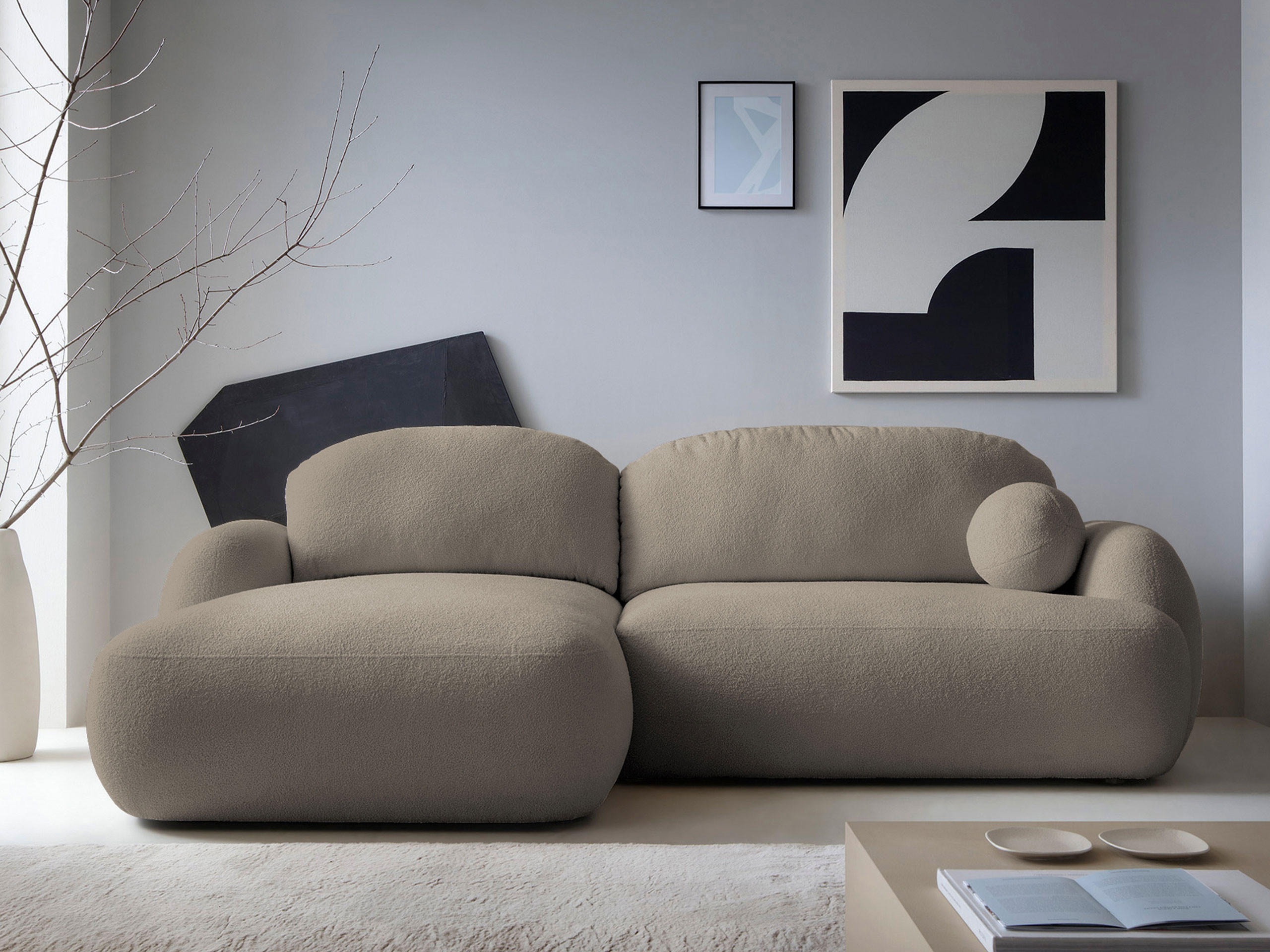 ECKSOFA Mayo, Seite: Links - Hellbraun/Schwarz, Holz/Kunststoff (275/175cm) - MIRJAN24