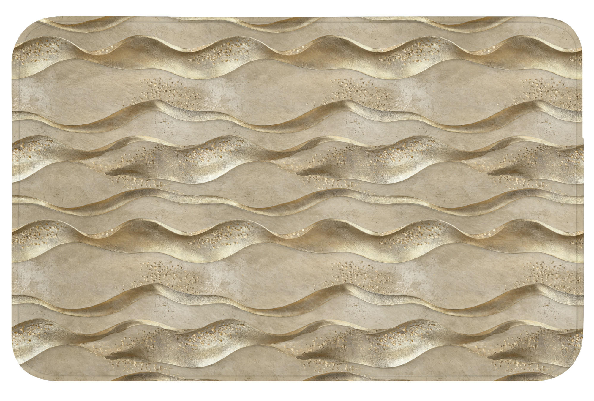 BADEMATTE Wellen - Muster - Gold 80x50 cm - Messingfarben, Kunststoff/Textil (80/50cm)