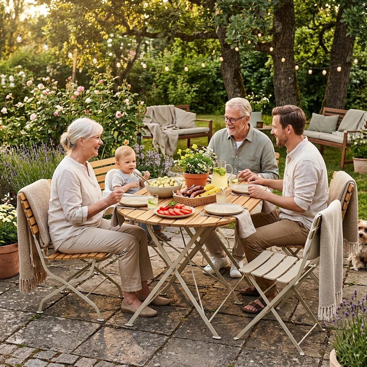 SITZGRUPPE Newcastle 3-teilig, Gartenmöbel Set 2 Personen - Flachstahl - Robinienholz -Bistrotisch Set mit 2 Stühlen, hellgrau - Grau, Holz - TPFGarden