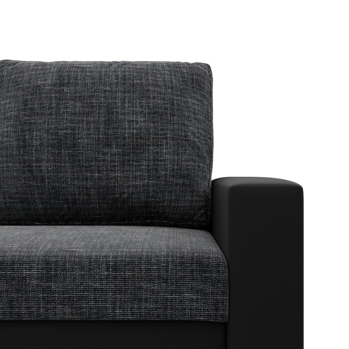SOFA 2-SITZER MIT SCHLAFFUNKTION LUNA, Schwarz + Schwarz - Schwarz, Textil (148/90/87cm)