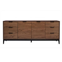 SIDEBOARD Dunkles Walnussfurnier Schwarzes Metall Stauraum B180 cm SARTO - Walnussfarben, Holz (40/74.5/180cm) - Miliboo