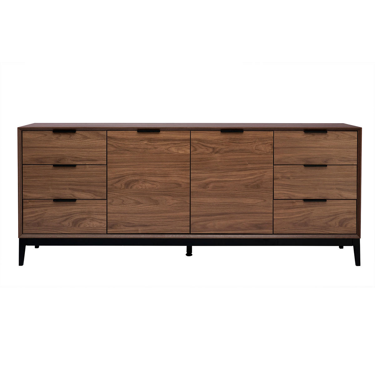 SIDEBOARD Dunkles Walnussfurnier Schwarzes Metall Stauraum B180 cm SARTO - Walnussfarben, Holz (40/74.5/180cm) - Miliboo