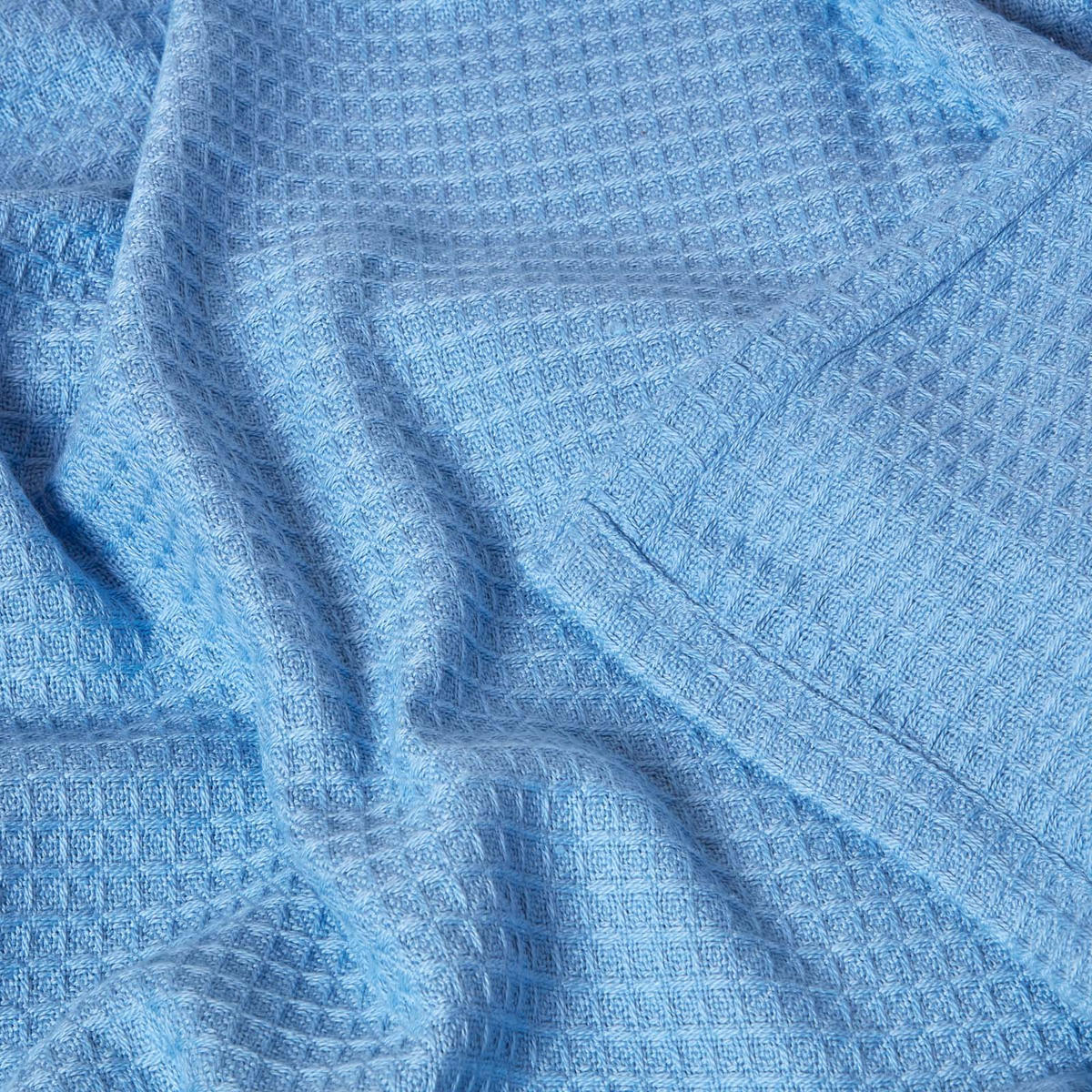 BIO-WOHNDECKE Waffelpiqué 230/250 cm - Blau, Textil (250/230cm) - Homescapes