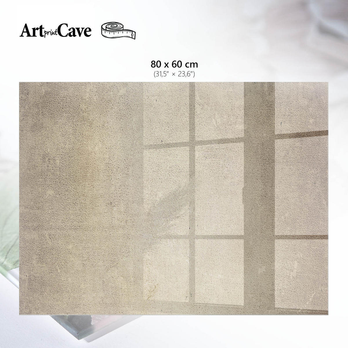 GLASPLATTE 80x60 cm – Warme Textur - Grau, Glas (0.4/80/60cm) - ArtPrintCave
