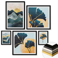 WANDBILDER 5er-Set - 50x50 cm & 20x30 cm & 40x60 cm Schwarzer Rahmen - Fruchtige Muster italienischer Wein - Schwarz, Kunststoff (40/60cm) - ArtPrintCave