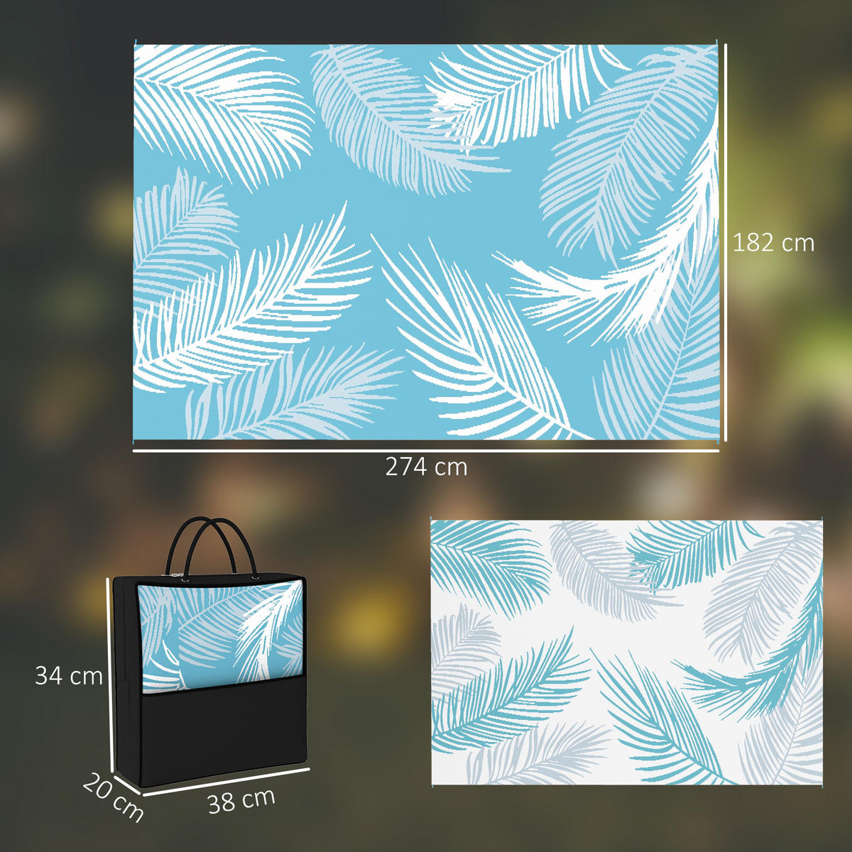 OUTDOORTEPPICH aus Kunststoff Hellblau - Hellblau, Kunststoff (182/274cm) - Outsunny