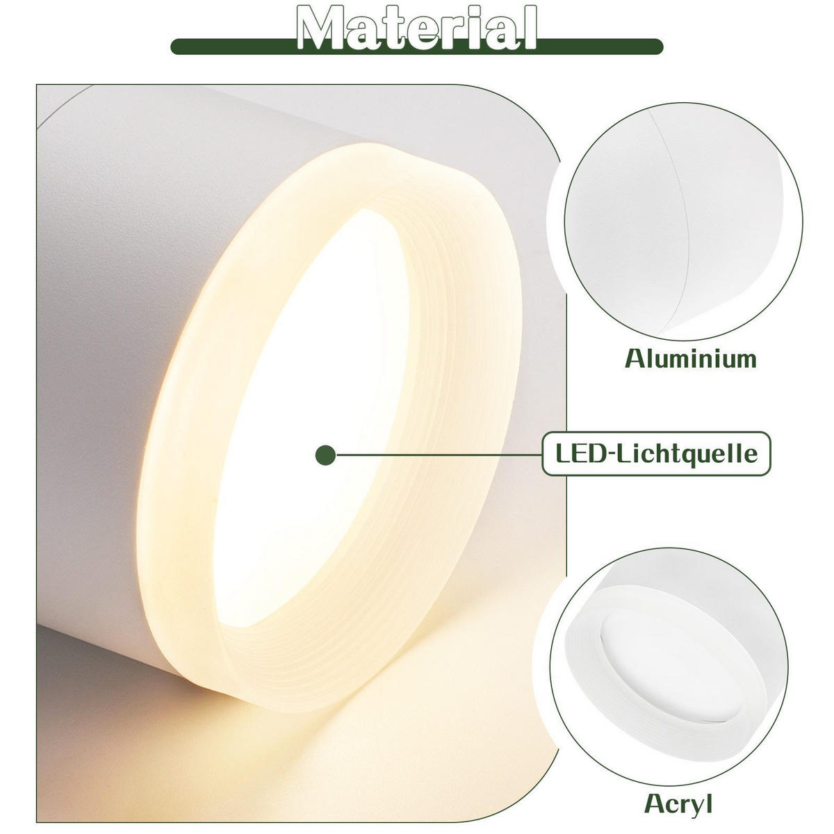 AUFBAUSTRAHLER Aachen II 8.3/8.3/8.5cm - Weiß, Metall (8.3/8.3/8.5cm) - Nettlife