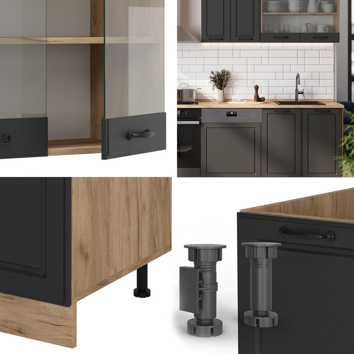 Honigeiche/Anthrazit, Holzwerkstoff (300/81.6/46cm) - Vicco