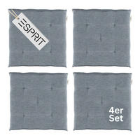 SITZKISSEN 4er Set Needlestripe blau - 40x40 cm - Blau, Textil (40/40/3cm) - Esprit