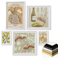 WANDBILDER 5er-Set - 50x50 cm & 20x30 cm & 40x60 cm Weißer Rahmen - Blumenposter Paris Mailand - Weiß, Kunststoff (40/60cm) - ArtPrintCave