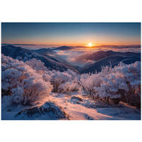 FOTOTAPETE Gebirge Landschaft Lila 300x210 cm - Multicolor, Papier (300/210cm) - Wallarena