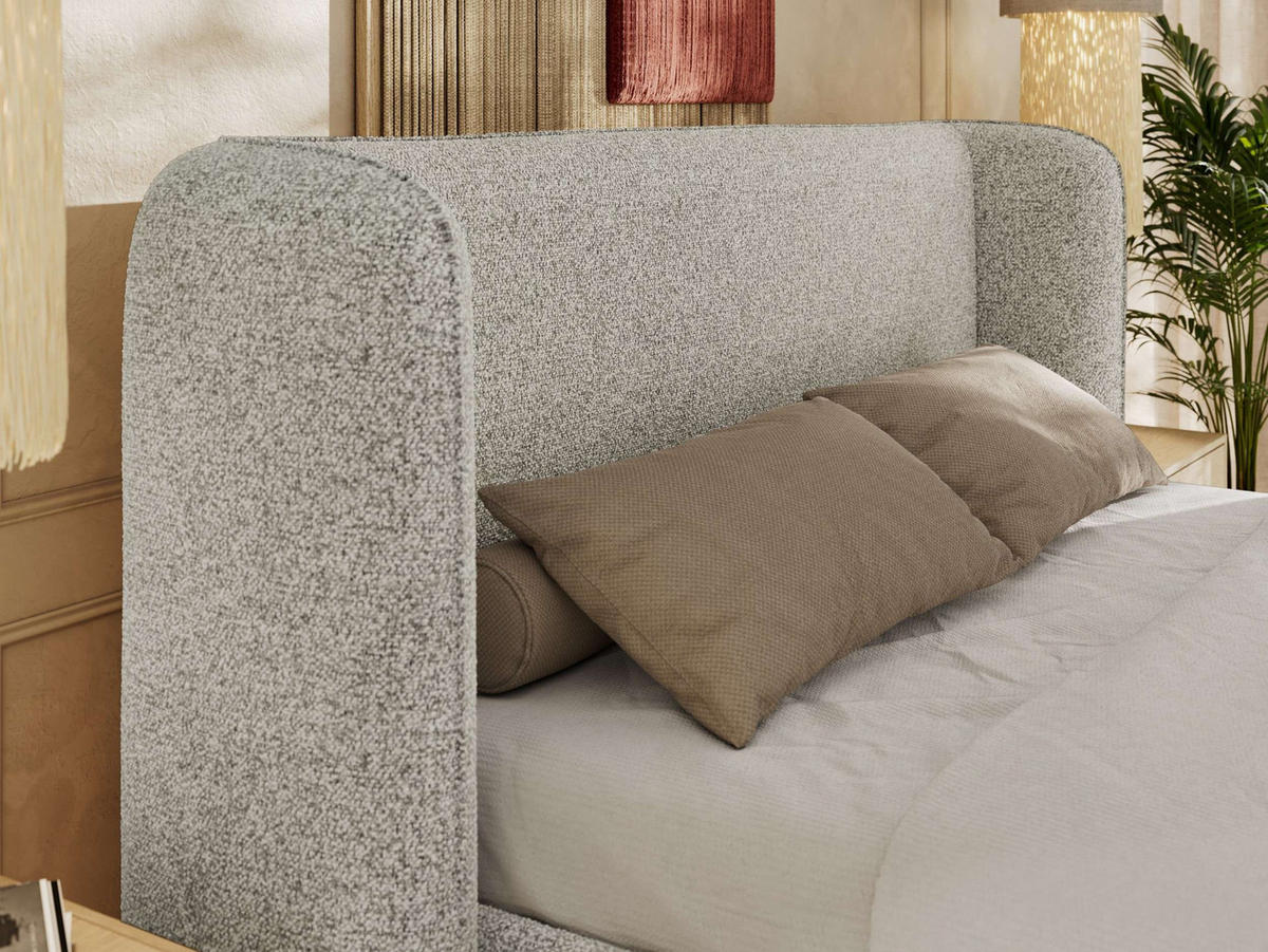 POLSTERBETT EMORA CLASSIC 180/200 - Hellgrau Strukture - Pocket-Matratze - Hellgrau, Textil (180/200cm) - MKS