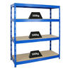 SCHWERLASTREGAL Rhino 180x160x60 cm 4 Spanplatten-Ebenen 8mm Fachlast 500 kg Blau - Blau, Metall (160/180/60cm) - PROREGAL
