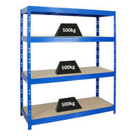 SCHWERLASTREGAL Rhino 180x160x60 cm 4 Spanplatten-Ebenen 8mm Fachlast 500 kg Blau - Blau, Metall (160/180/60cm) - PROREGAL