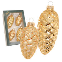 CHRISTBAUMSCHMUCK Tannenzapfen Goldfarbig 10cm (Glas / 4 Stk.) - Goldfarben, Glas (4/10/4cm) - Krebs Glas Lauscha