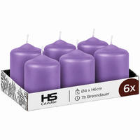 STUMPENKERZEN Ø4cm x 6cm - 6er Pack Lila - Lila, Naturmaterialien (4/6cm)