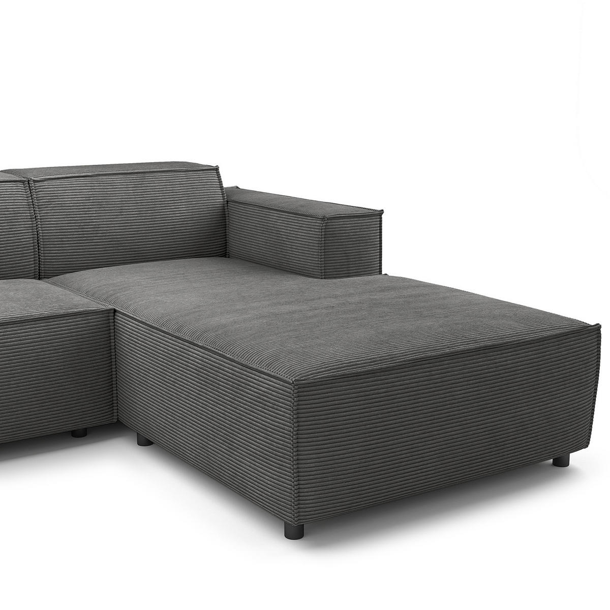 WOHNLANDSCHAFT mit Longchair & Ottomane - Anthrazit/Schwarz, Kunststoff/Textil (369/70/234cm) - home24