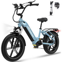 E-BIKE Mountain R6 20*4,0 Zoll, 7 Gang, Aluminiumrahmen, bis zu 120km - Blau, Metall (31cm) - ECORUSH