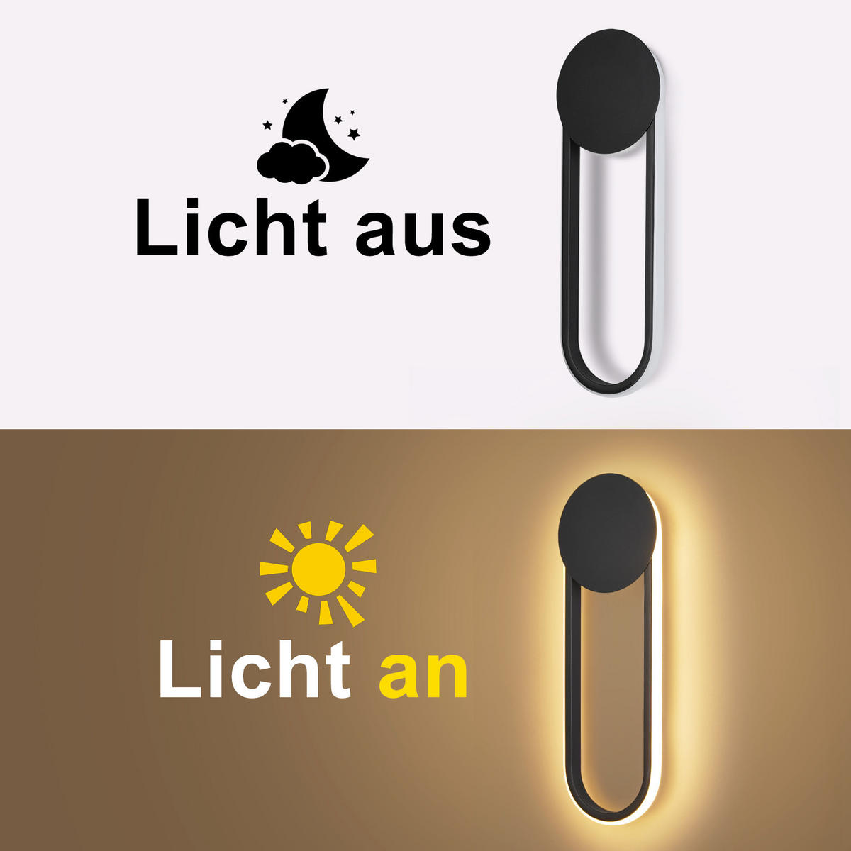 LED - WANDLEUCHTE Scheinor 41.5/14/4 cm - Schwarz, Metall (14/4/41.5cm) - ZMH