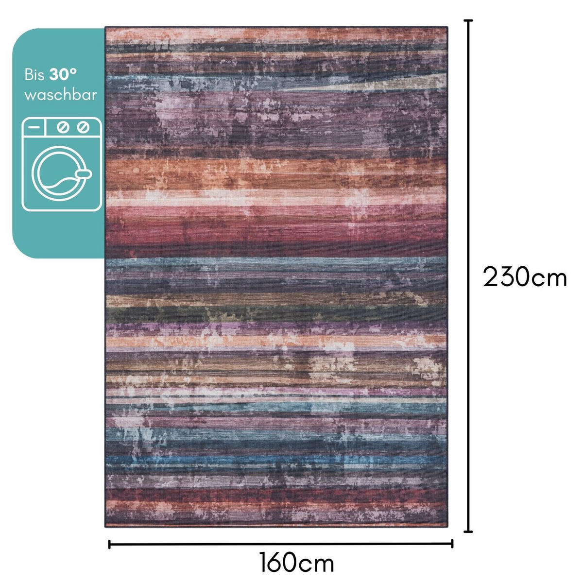 TEPPICH Jasper Bordeaux,Petrol,Rostfarben 160/230 cm - Bordeaux, Textil (160/230cm) - My-Rug