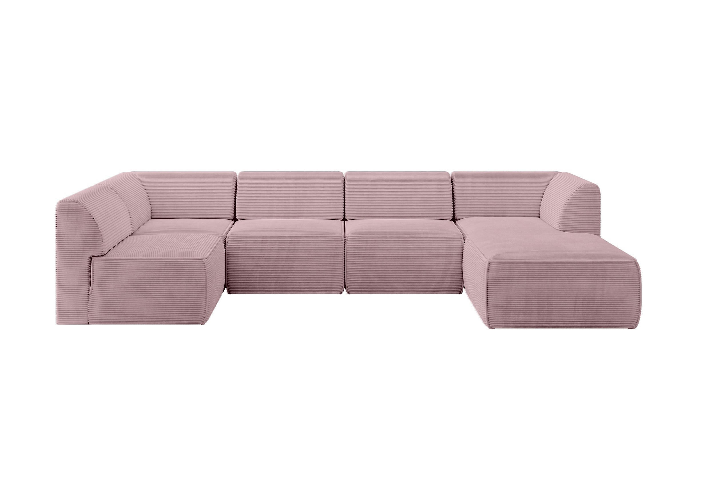 WOHNLANDSCHAFT Ottomane Rechts MOVO-L 345x180x78 cm Rosa Cord - Schwarz/Rosa, Holzwerkstoff/Kunststoff (345/78/180cm) - ALTDECOR