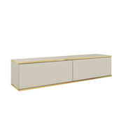 TV-LOWBOARD FORNO (Beige, Goldene Details, 2 Türen, 135 cm) - Beige, Holz/Holzwerkstoff (135/30/32cm) - Ravio