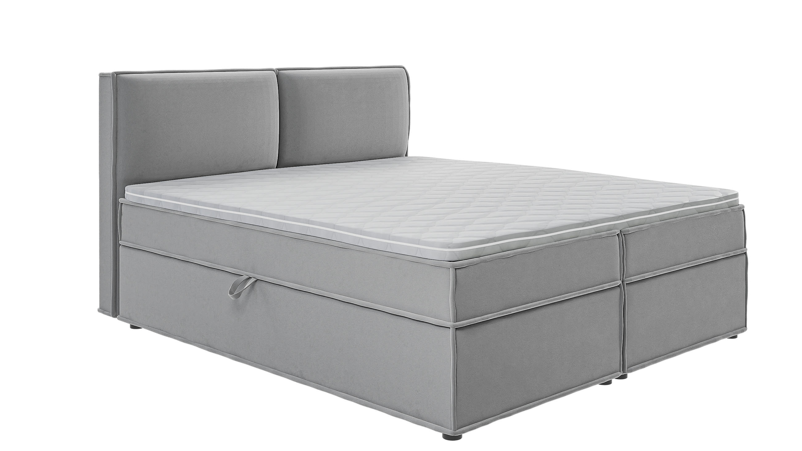 BOXBETT Eclipse 180/200 cm Grau Luxusmicrofaser - Schwarz/Grau, Holz/Kunststoff (180/200cm) - S-Style Möbel