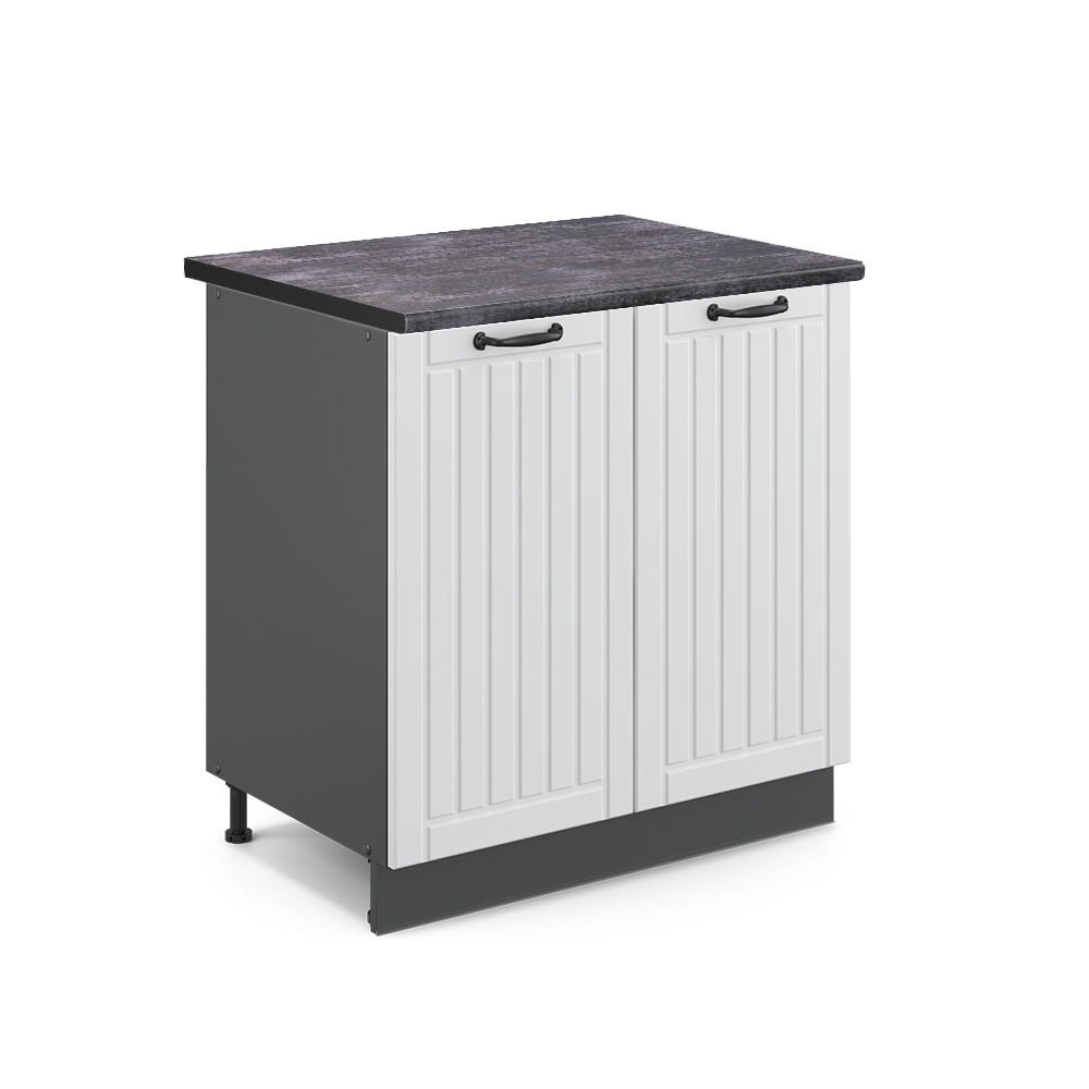 SPÜLENUNTERSCHRANK Fame-Line Weiß Landhaus 80 cm mit Regal AP Anthrazit - Anthrazit/Weiß, Holzwerkstoff (80/82/60cm) - Vicco