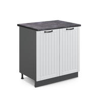 SPÜLENUNTERSCHRANK Fame-Line Weiß Landhaus 80 cm mit Regal AP Anthrazit - Anthrazit/Weiß, Holzwerkstoff (80/82/60cm) - Vicco
