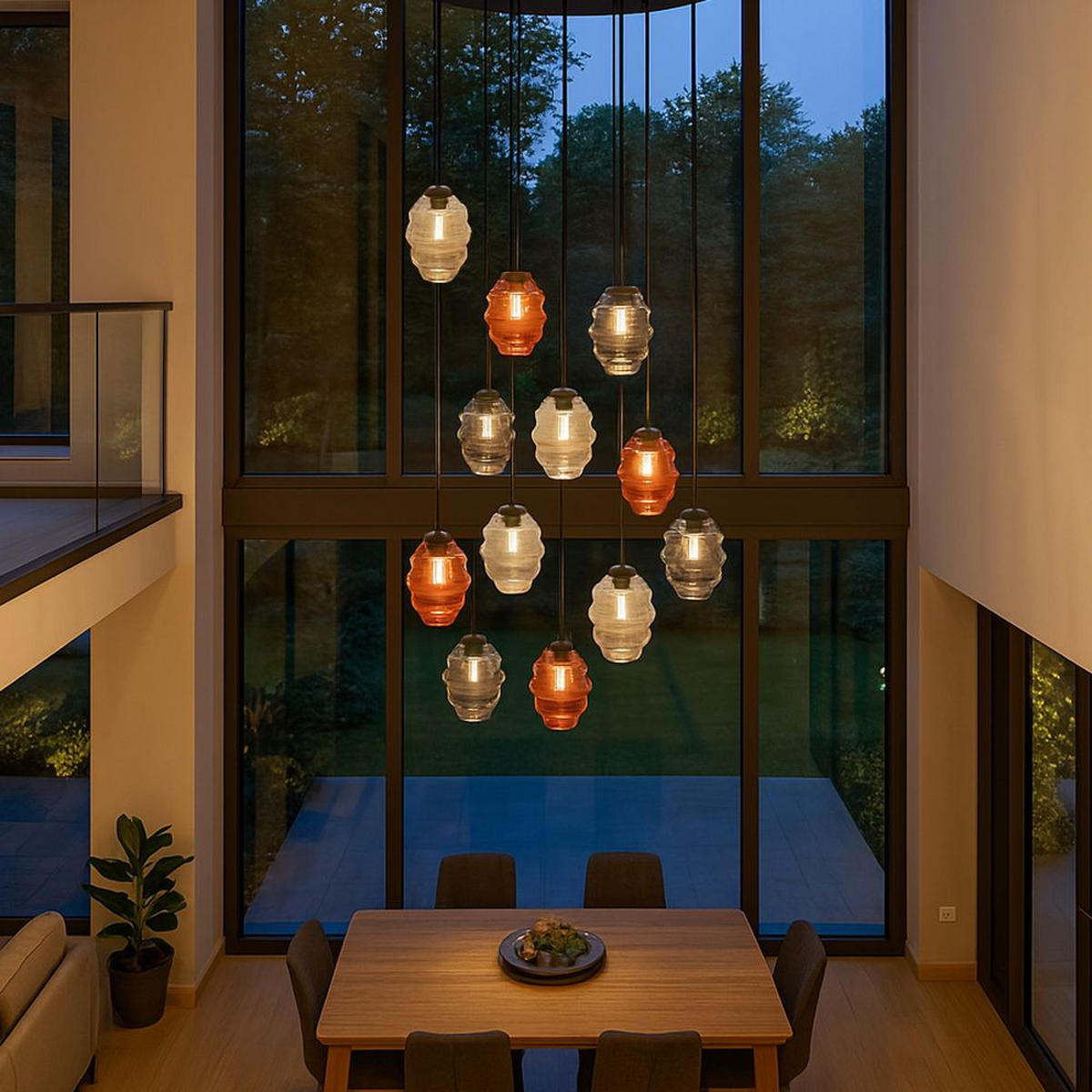GALERIELEUCHTE Echos 12-flammig Braun Ø 18cm - Schwarz/Braun, Glas (18/18/20cm) - s.luce
