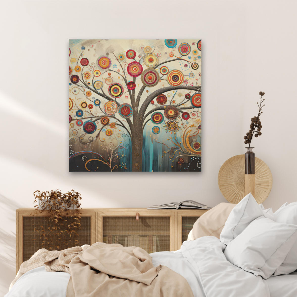 AKUSTICKÝ OBRAZ Strom - Strom života - Farba 80x80 cm - hnedá, plast (80/80/0.9cm) - MuchoWow