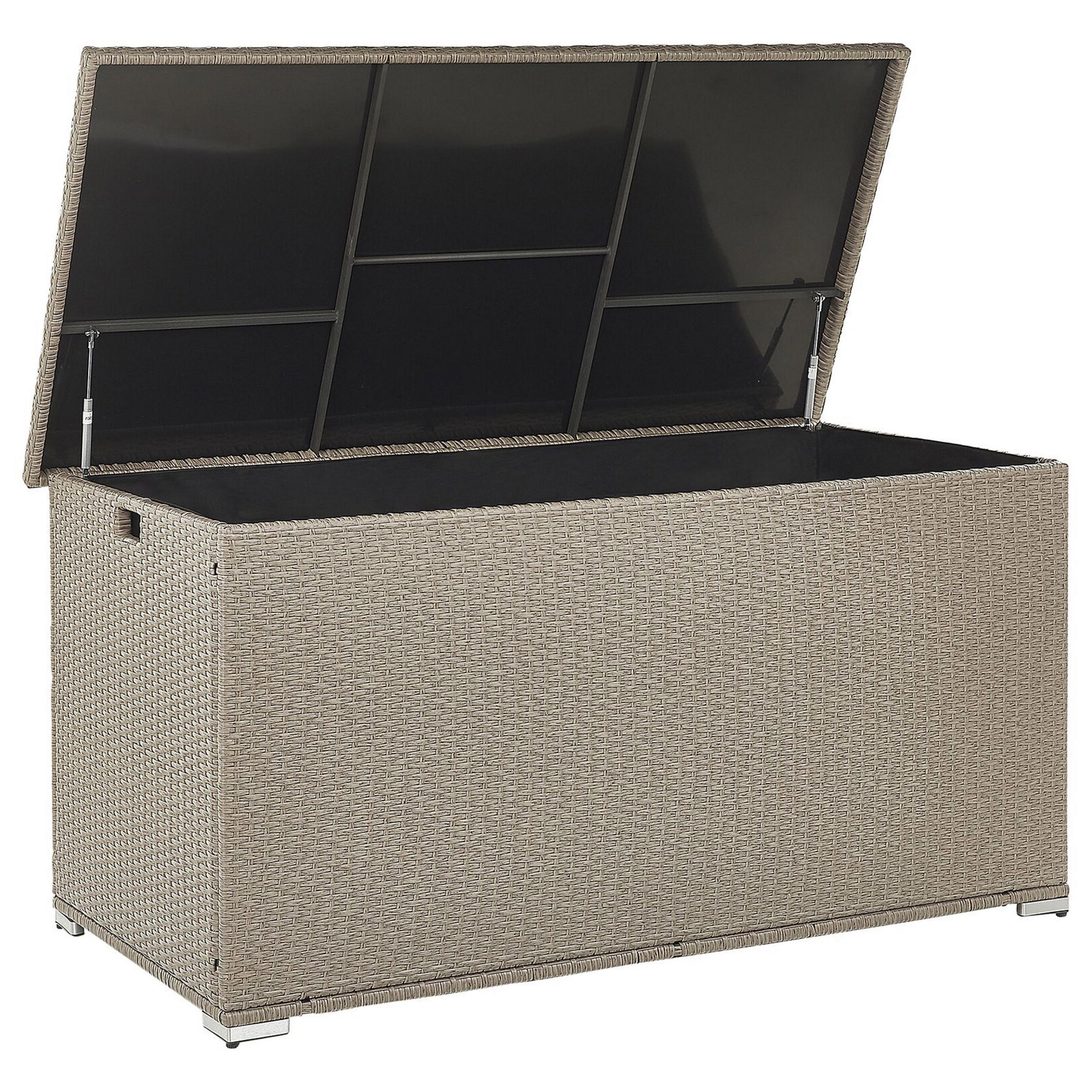 AUFLAGENBOX Rattan taupe 155/75 cm Modena - Beige/Schwarz, Kunststoff (155/80/75cm) - Beliani