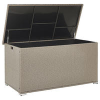AUFLAGENBOX Rattan taupe 155/75 cm Modena - Beige/Schwarz, Kunststoff (155/80/75cm) - Beliani