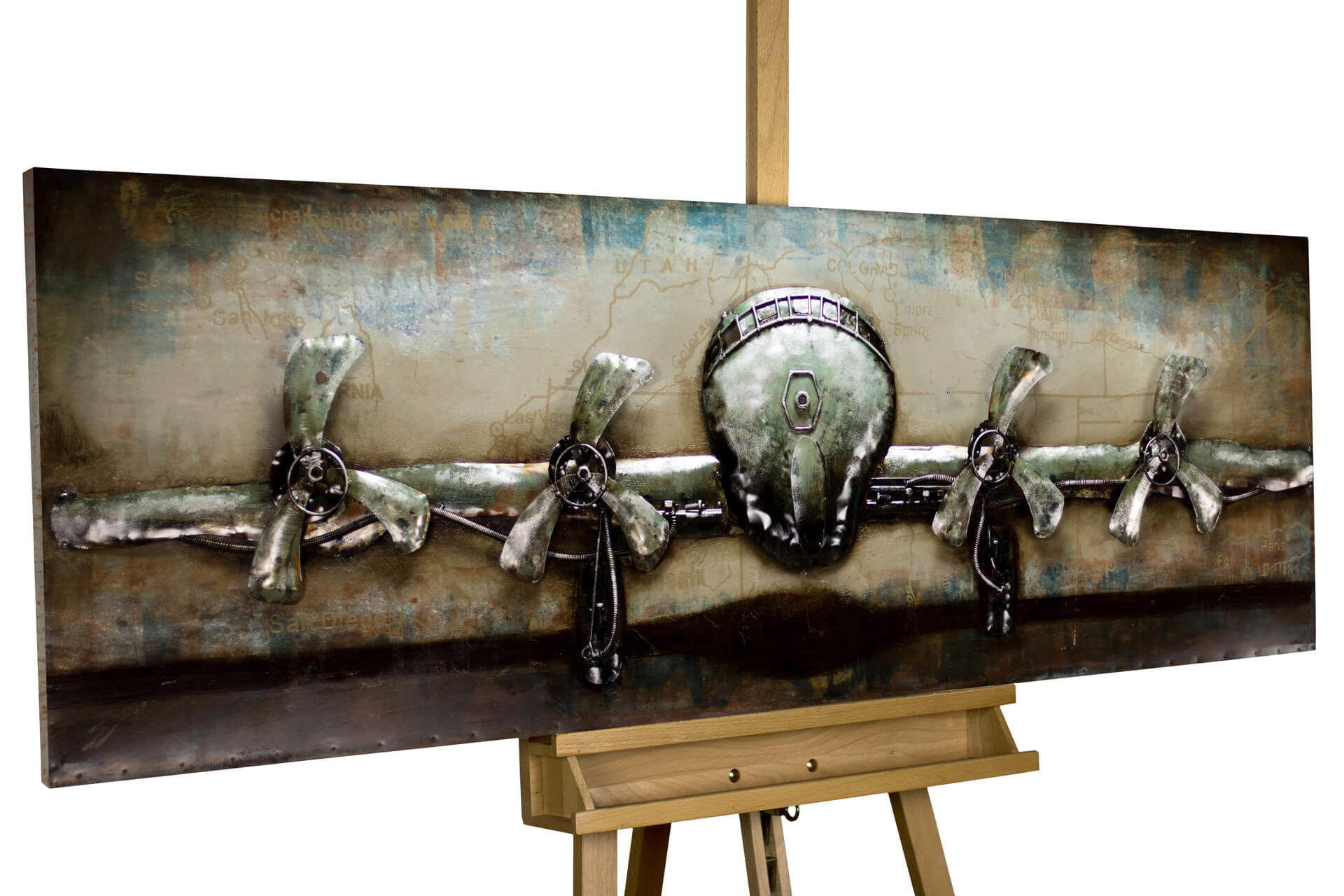 KUNSTLOFT KOVOVÝ OBRAZ ROTUJÍCÍ VRTULE, 144/44 CM