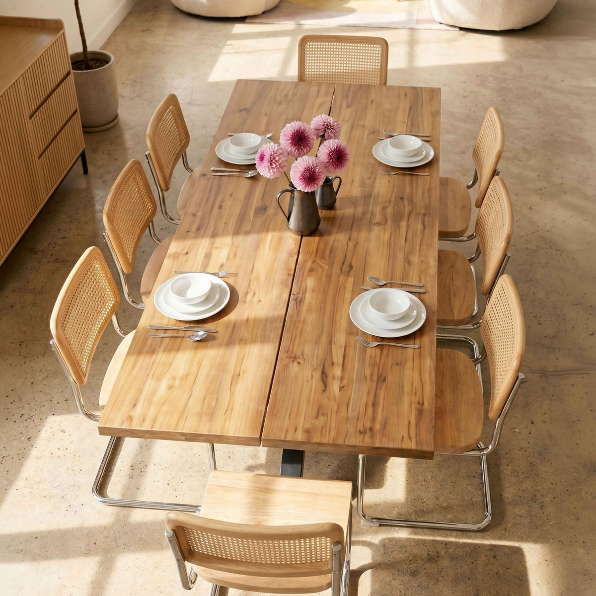 GARTENTISCH , Holz und Grau - Eichefarben/Grau, Holz/Metall (95/240/75cm) - Oviala