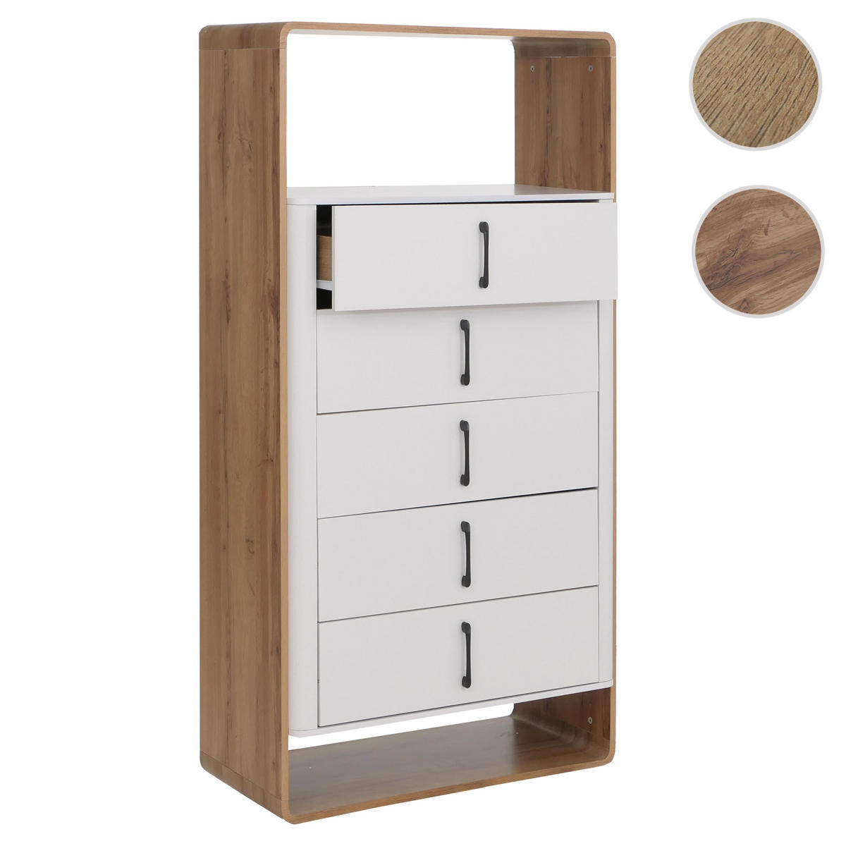 KOMODA Bílá, hnědá - bílá/hnědá, dřevo (80/155/41cm) - MCW