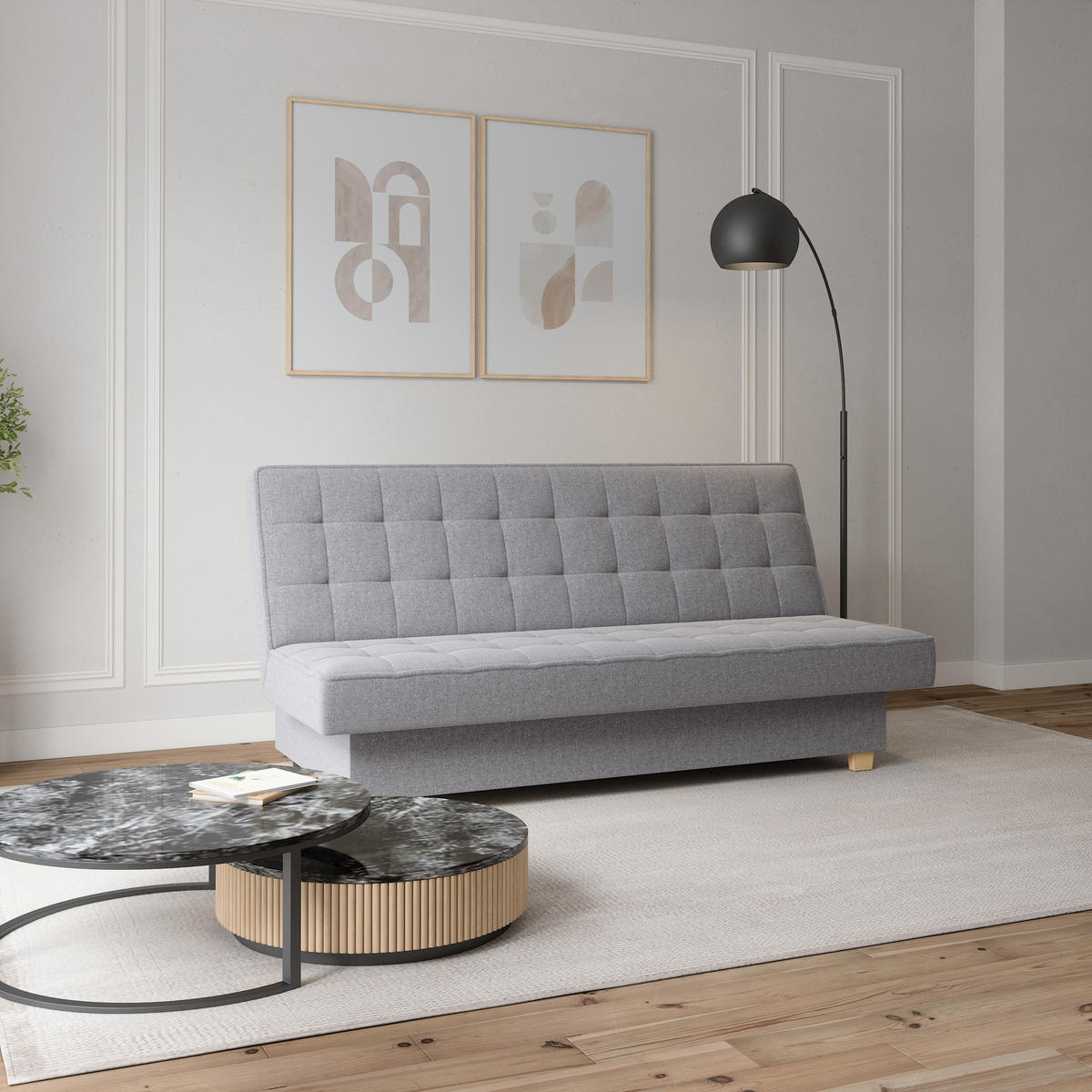 SCHLAFSOFA BELFI - Grau (Twist 19) - Hellgrau, Holzwerkstoff (192/95/92cm) - Möblo