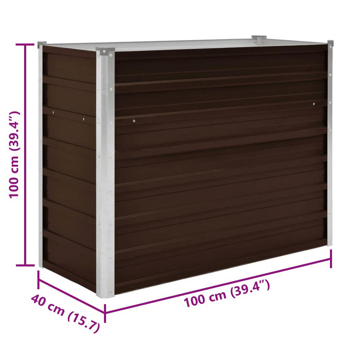 GARTEN-HOCHBEET Braun 100/40/77 Cm Verzinkter Stahl - Braun, Metall (100/77/40cm) - vidaXL