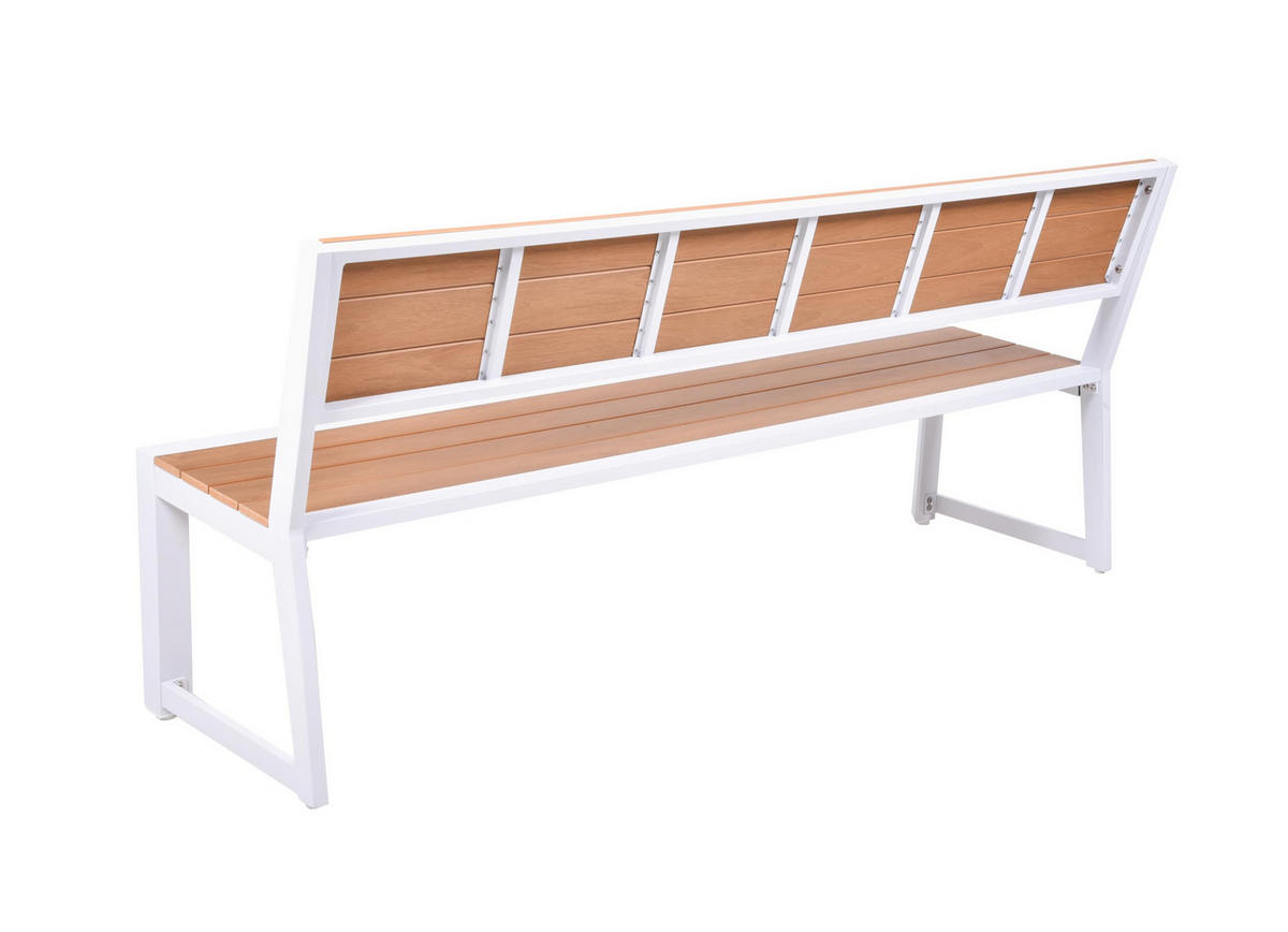 GARTENBANK Kasper Weiß Mit Rückenlehne Terrassenbank - Weiß, Kunststoff (59/81/180cm) - DELUKE