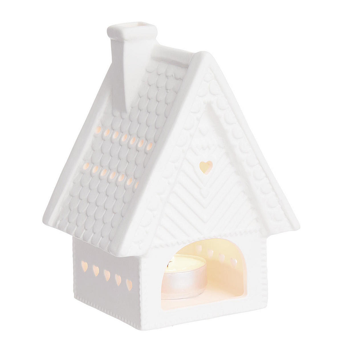 TEELICHTHAUS White Christmas Hütte - Weiß, Keramik (14cm) - Butlers