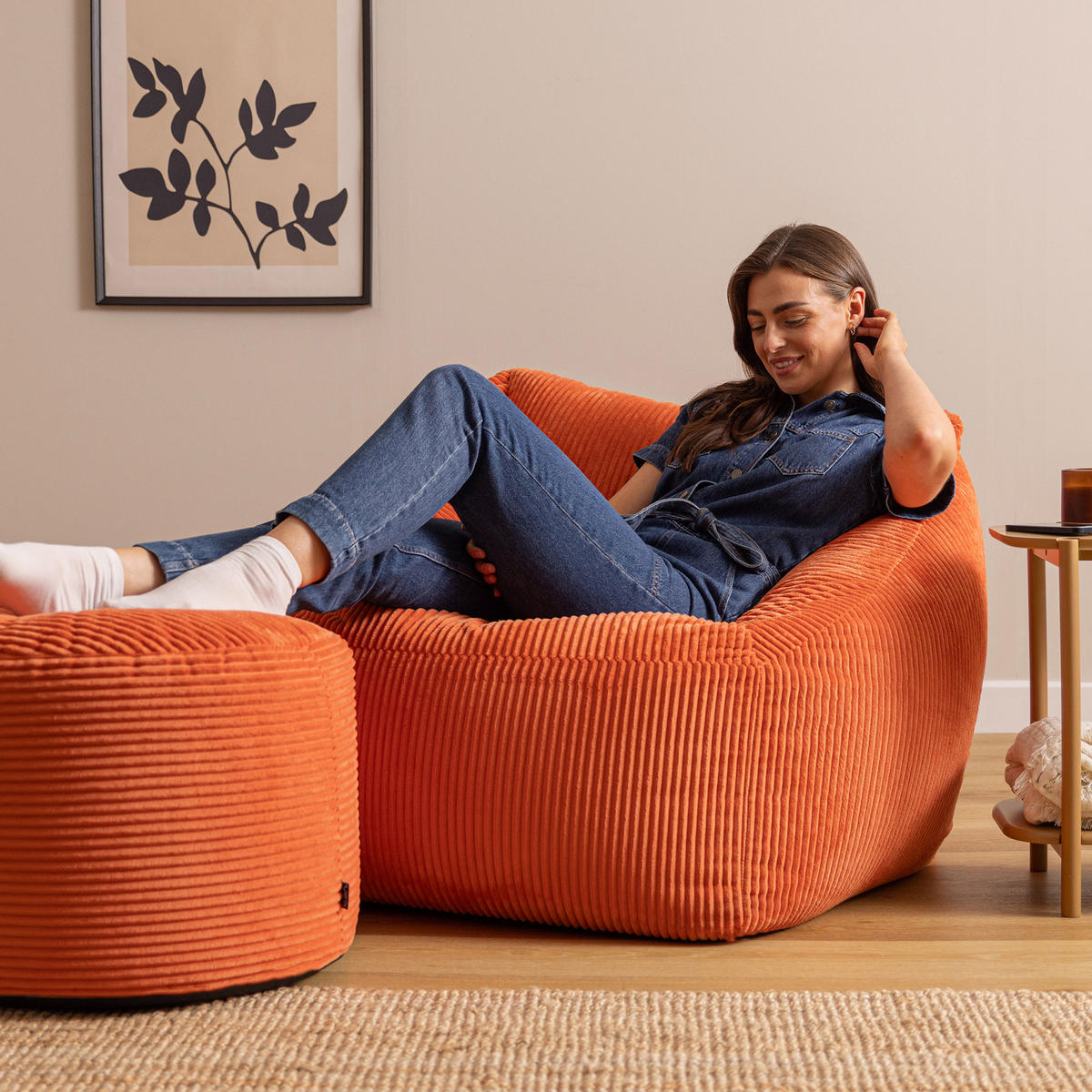 SITZSACK Sessel Natalia + Sitzpouf - Terracotta, Textil (97/73/84cm) - icon