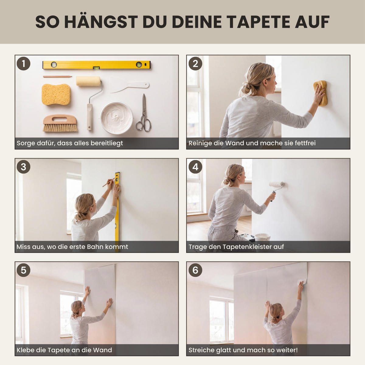 TAPETE - Gras - Feld - Sonne - Natur - 350x280 cm - Sandfarben, Papier (350/280cm) - OnlyWow