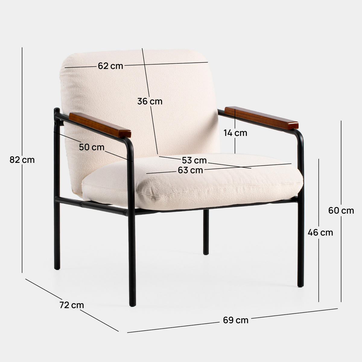LESESESSEL Kai Beige 69 cm x 82 cm - Beige, Textil (69/82/72cm) - Klast Home